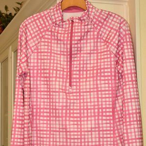 Vineyard Vines Performance 3/4 Zip Pullover Pink Gingham Size XL